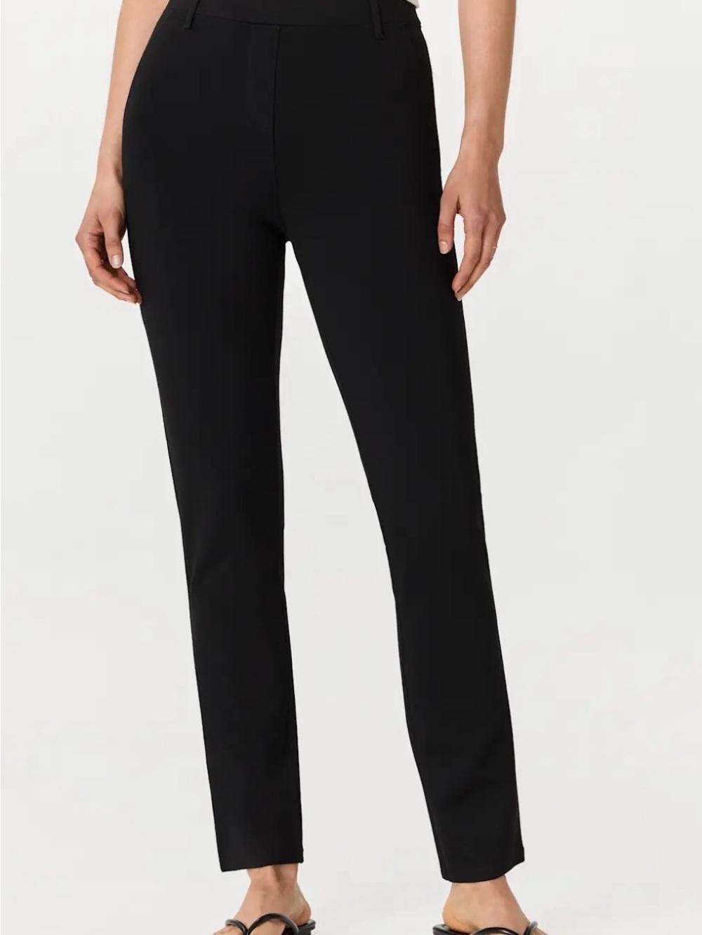 Ellen Tracy Womens Ponte Pants Pull On Skinny Black Ankle Stretch